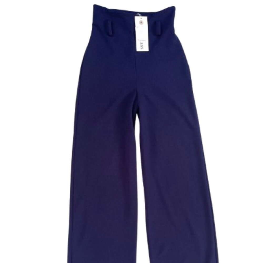 NWT Lila Kass High Waist Navy pants 2 - Picture 4 of 13